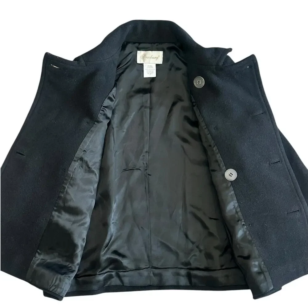 STRASBURG Toddler Girl Black Wool Peacoat Size 2Y